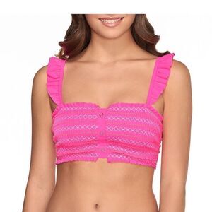Arizona Pink smocked bandeau swim top